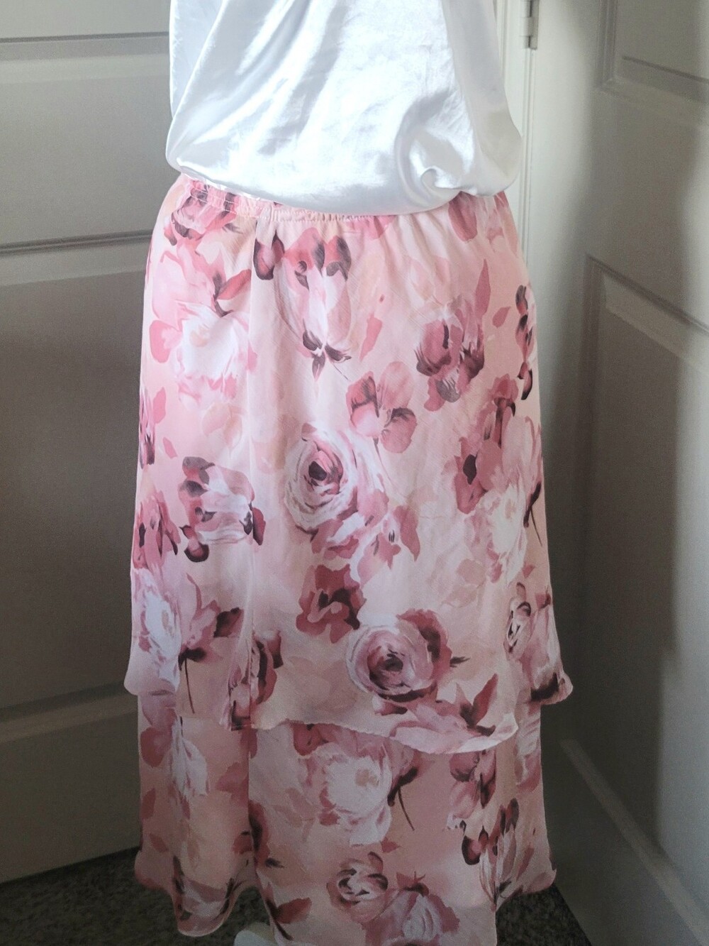Y2k Vintage R & M Richards Floral Midi Skirt Medium Chiffon Fairycore Coquette